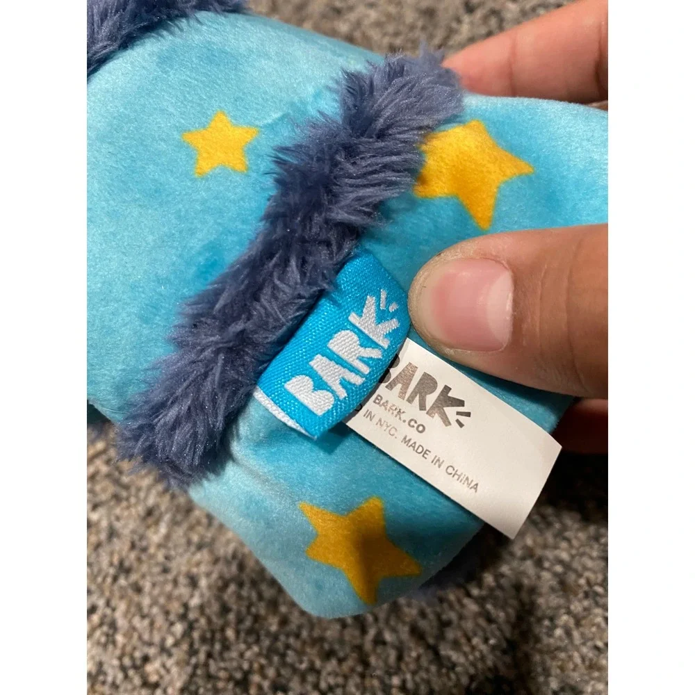 BarkBox Sleepy Otter Dog Toy Blue Starry Robe Sleep Mask Plush Squeaker 8